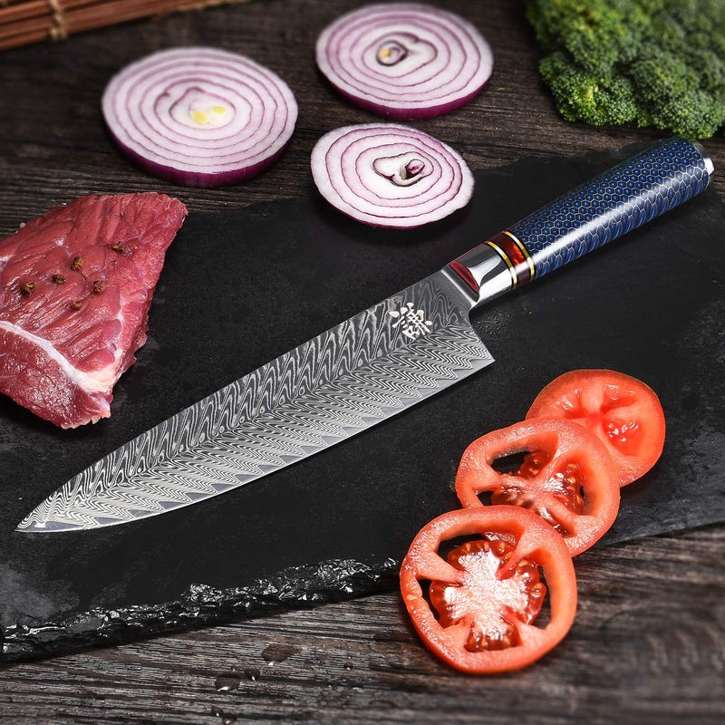 WeKit Chef Knife 8 Inch, Damascus Chef Knife Japanese VG10 Kitchen Knife Sharpest 67-Layer High Carbon Stainless Steel knife, Pro Cooking Knife, Meat Cutting Gyuto Chef Knife with Sheath - Image 4